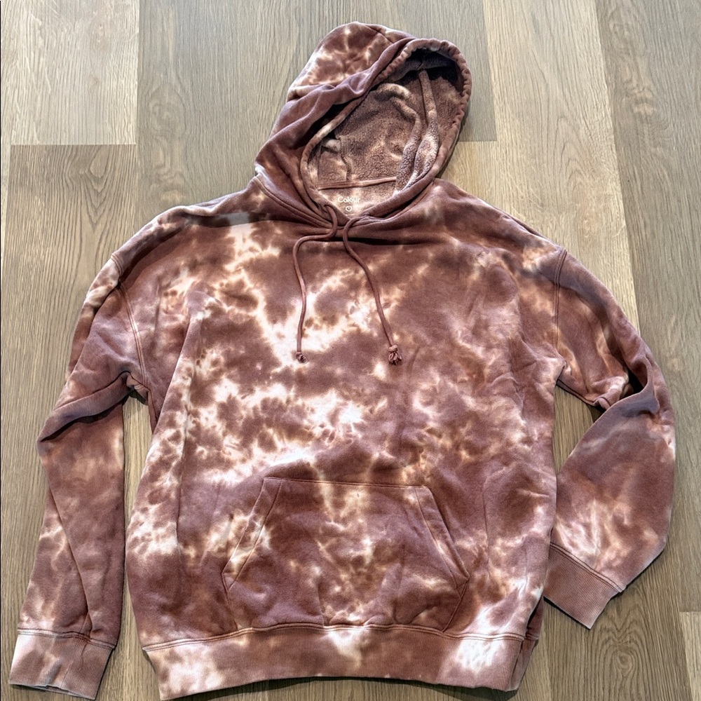 PacSun Brown and Cream Tie-Dye Hoodie